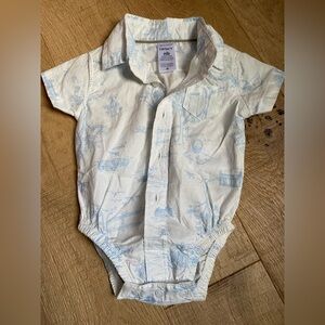 Carter's White and Light Blue Graphic Dress Shirt